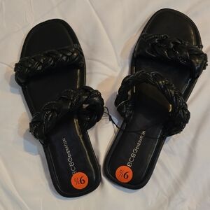 BCBGeneration Black Braided Slippers